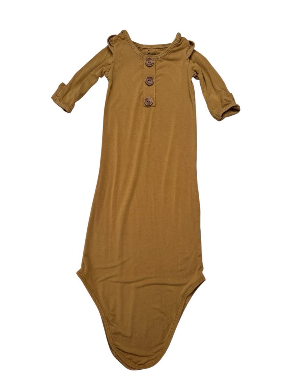 CADEN LANE Mustard Yellow Newborn Baby Knot Gown Sz 0-3 months Bamboo Viscose